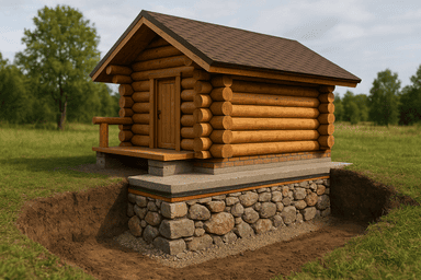 Бутовые столбы для бани 4×6 м